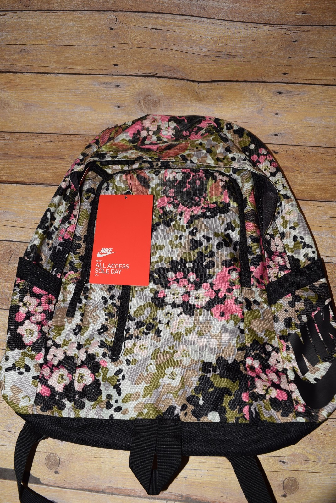 NWT Nike All Access Sole Day Floral Flowers Bookbag Black PInk Backpack BA6366