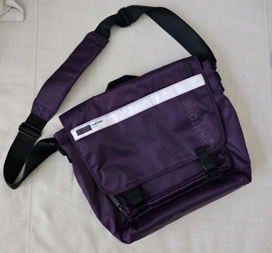 Pantone Universe 525C Purple Messenger Bag Crossbody Laptop Nylon Adjustable