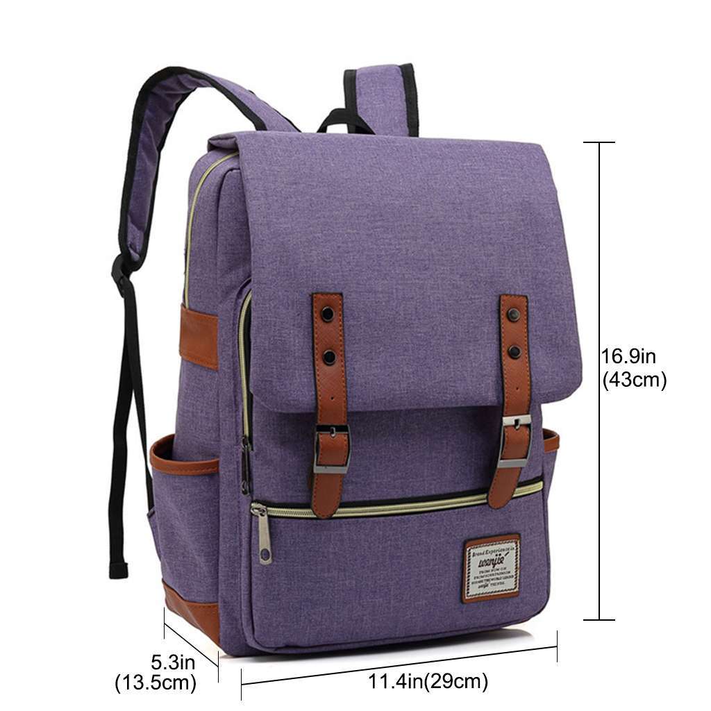 Large Canvas Leather Travel Backpack Rucksack Laptop School Bag for Women Men