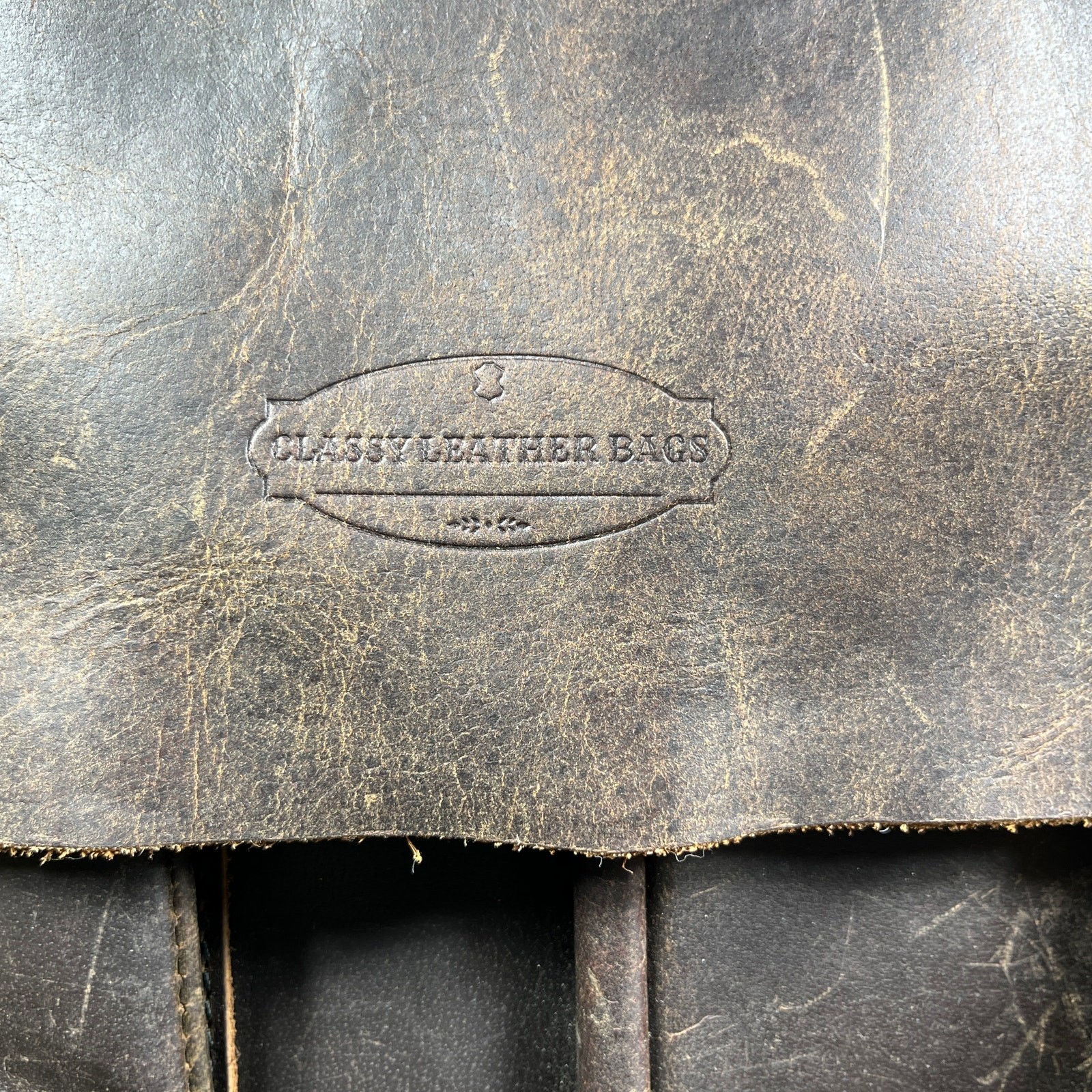 Classy Leather Bag Messenger Bag Brown Leather Retro Pockets Laptop Work Office