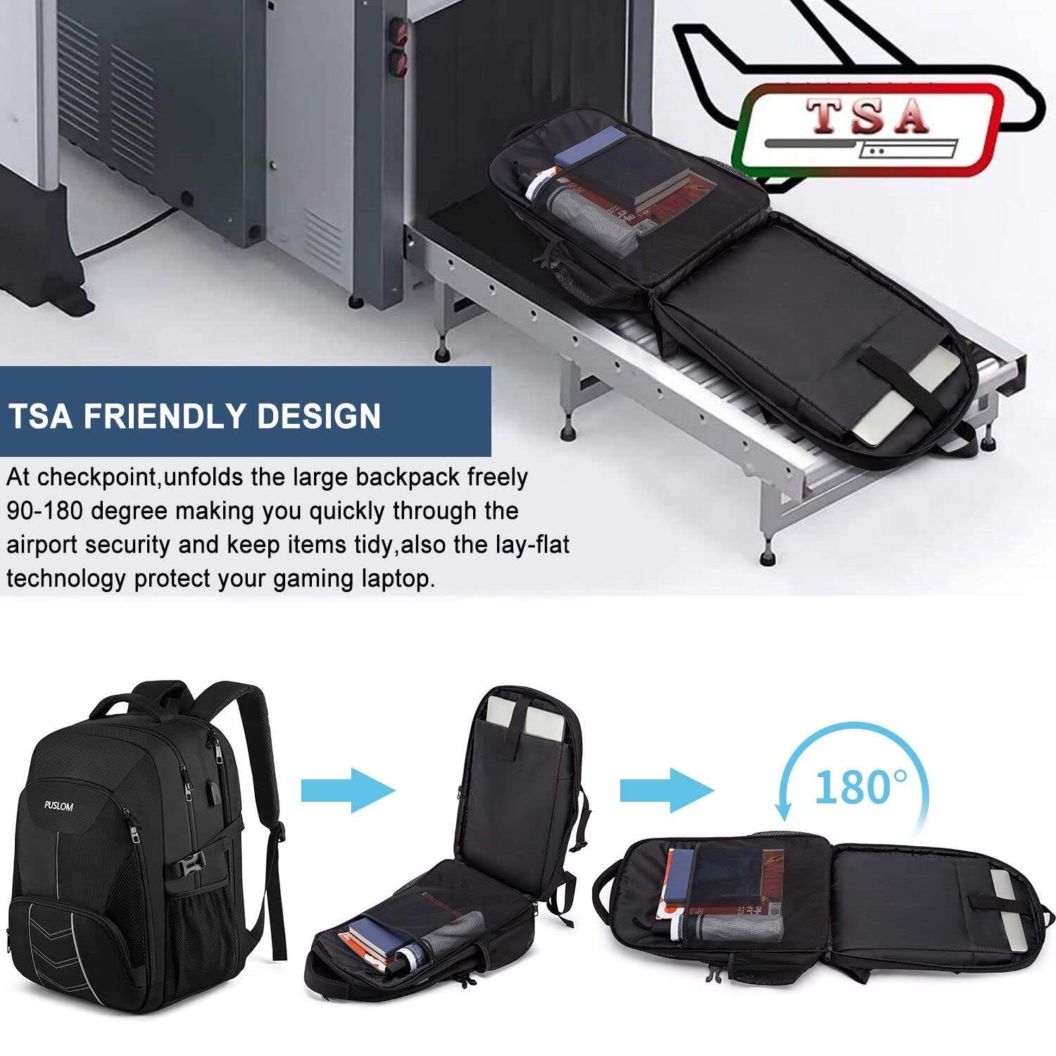 Extra Large Backpack for Men 55L,18.4Inch Travel Laptop Backpack with USB Chargi