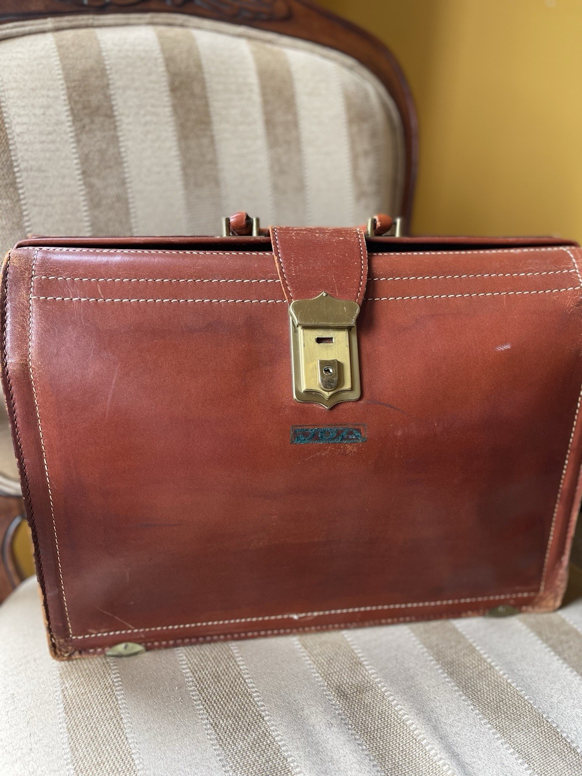 Rexbilt Briefpak Vintage Brown Top Grain Cowhide Leather Briefcase Men AS-IS