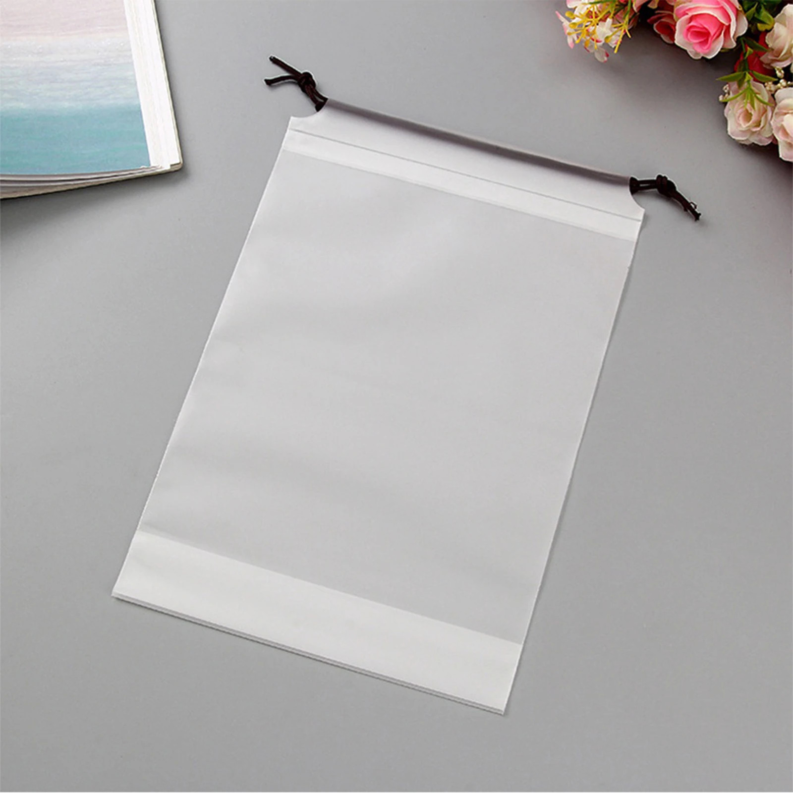 Matte Drawstring Storage Bag Sport Storage PE Folding Clothes Shoes Dustproof Ba