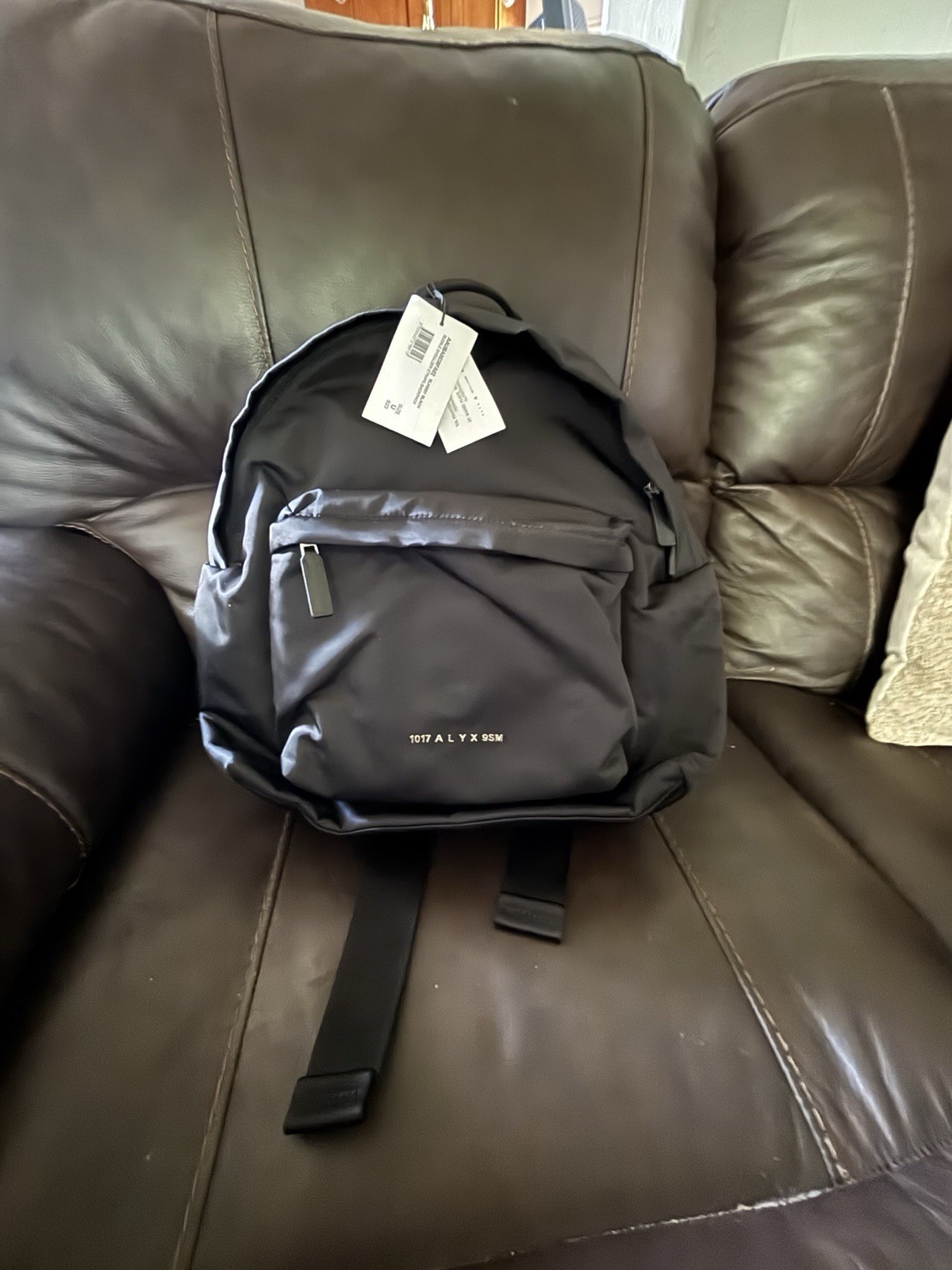 1017 ALYX 9SM Black Backpack Zip Laptop Compartment Padded Back Outer Pockets
