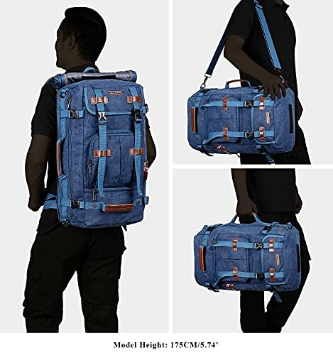 Canvas Backpack Vintage Travel Backpack Large Laptop 22″ (Classic Blue, Canvas)