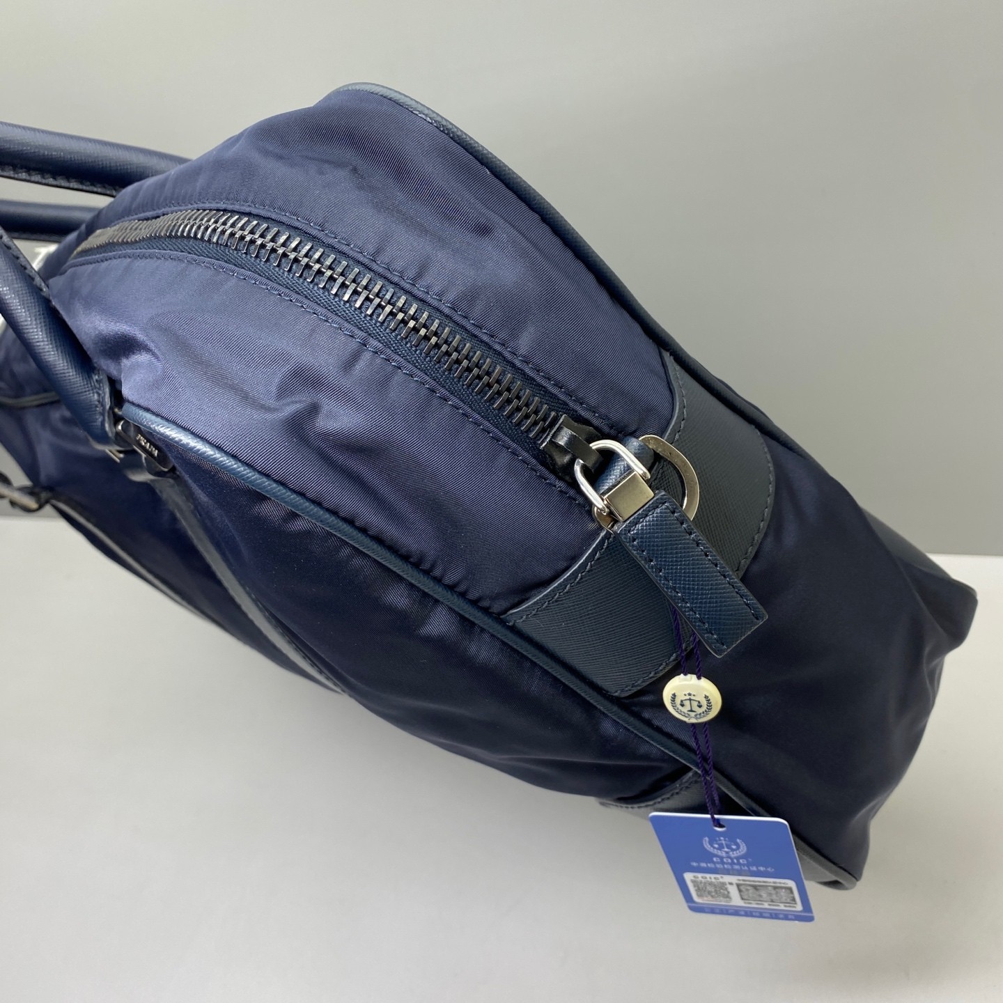 Prada Pre-Owned Authentic Briefcase Blue 36x28x7cm Nylon Free Shipping