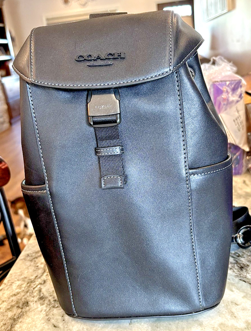 NWT Coach Racer Pack Leather Sling Backpack CU111 QB/Black Gunmetal CrossbodyBag