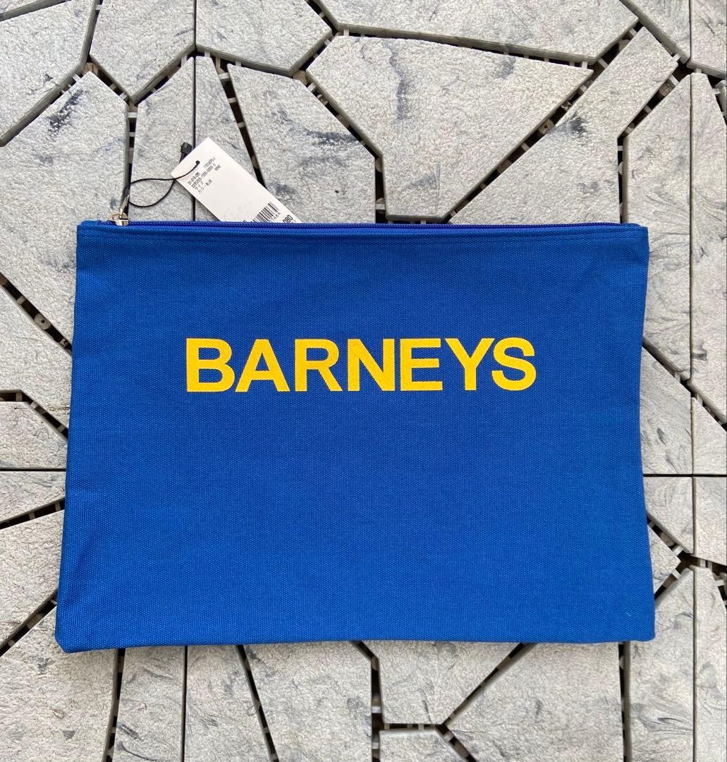 Barneys New York Logo Clutch Bag Pouch Blue 24x33cm