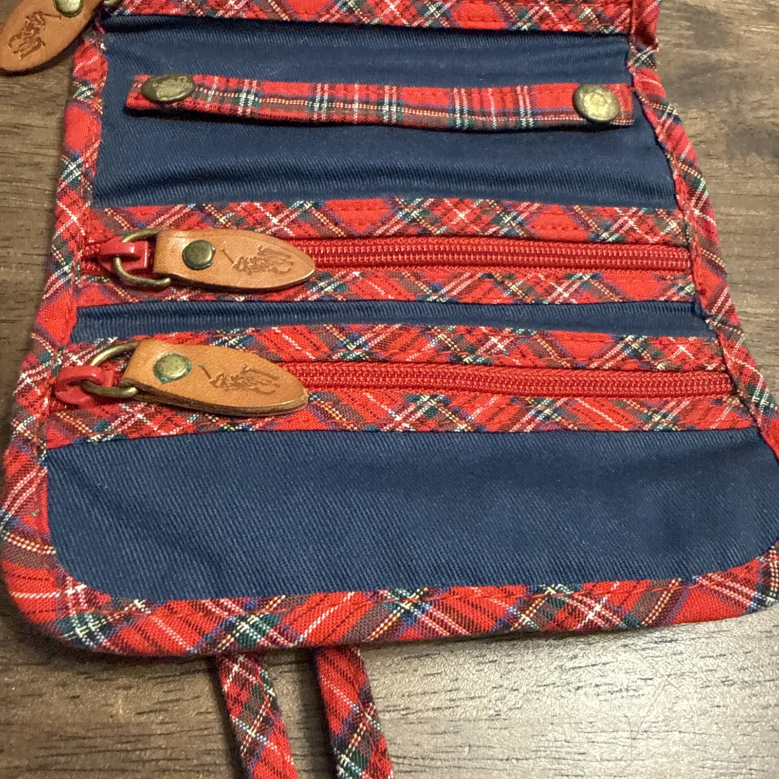 Vintage Polo Ralph Lauren Tartan Plaid Jewelry Travel Roll Tie Case Bag