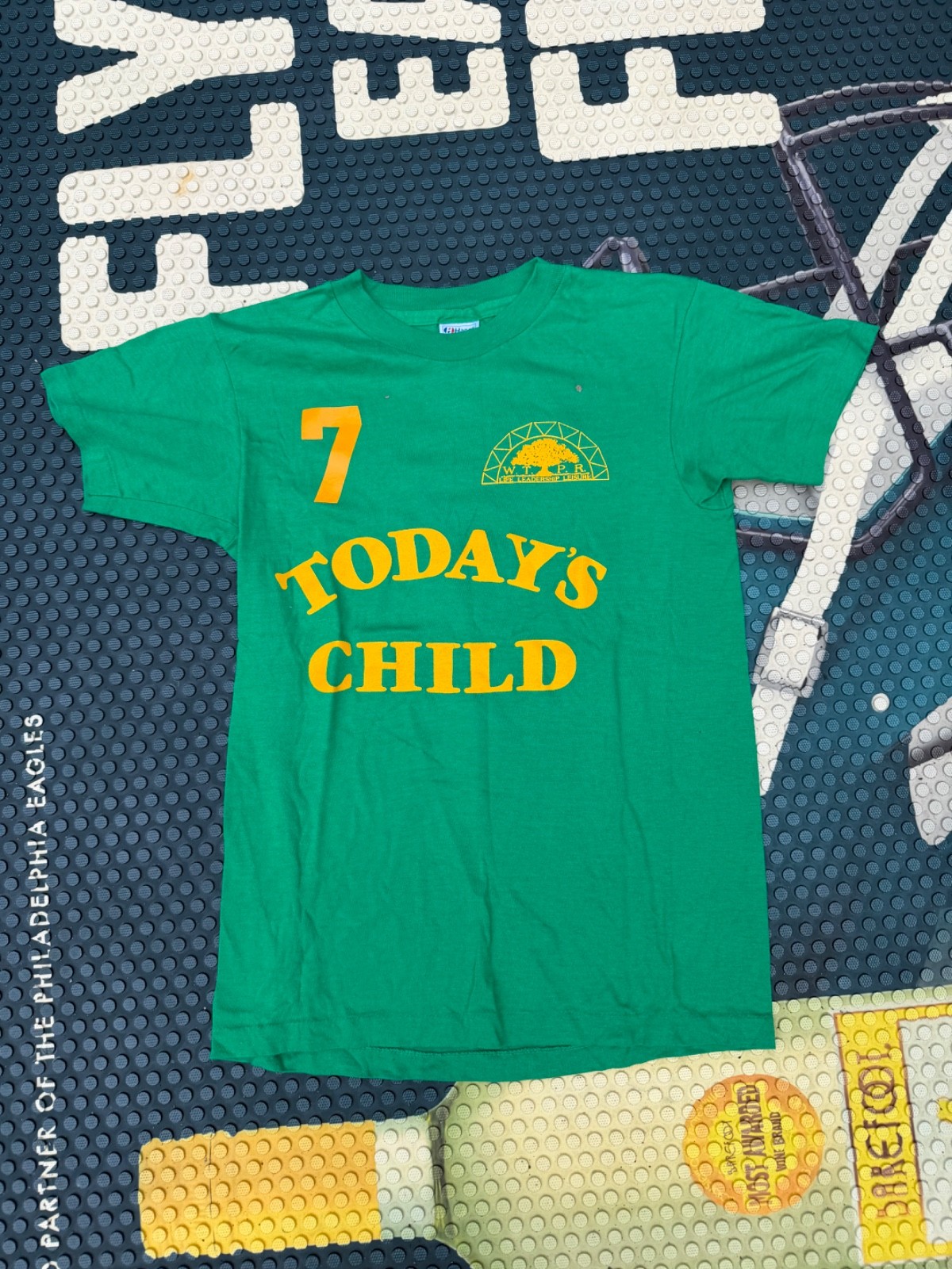 Vintage 80s Today’s Child #7 Youth T-Shirt Green Hanes USA L 14-16 Jersey Soccer