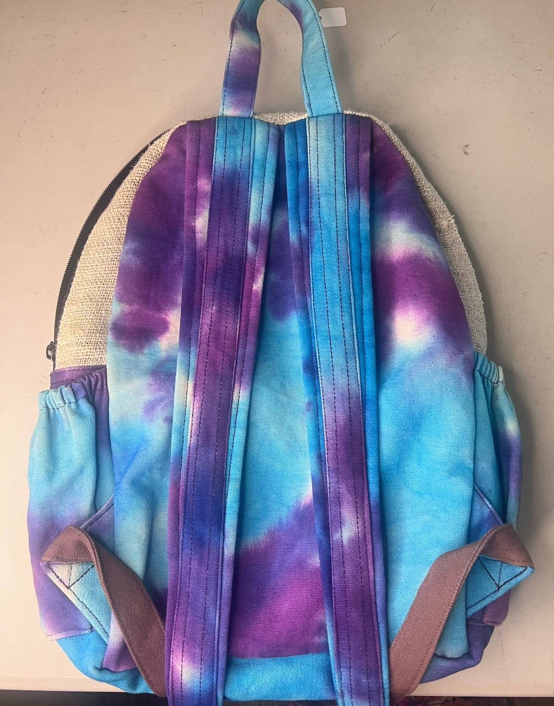 Lahhas Hemp Cotton Tie Dye Backpack Boho Festival Travel School Purple Blue Bag