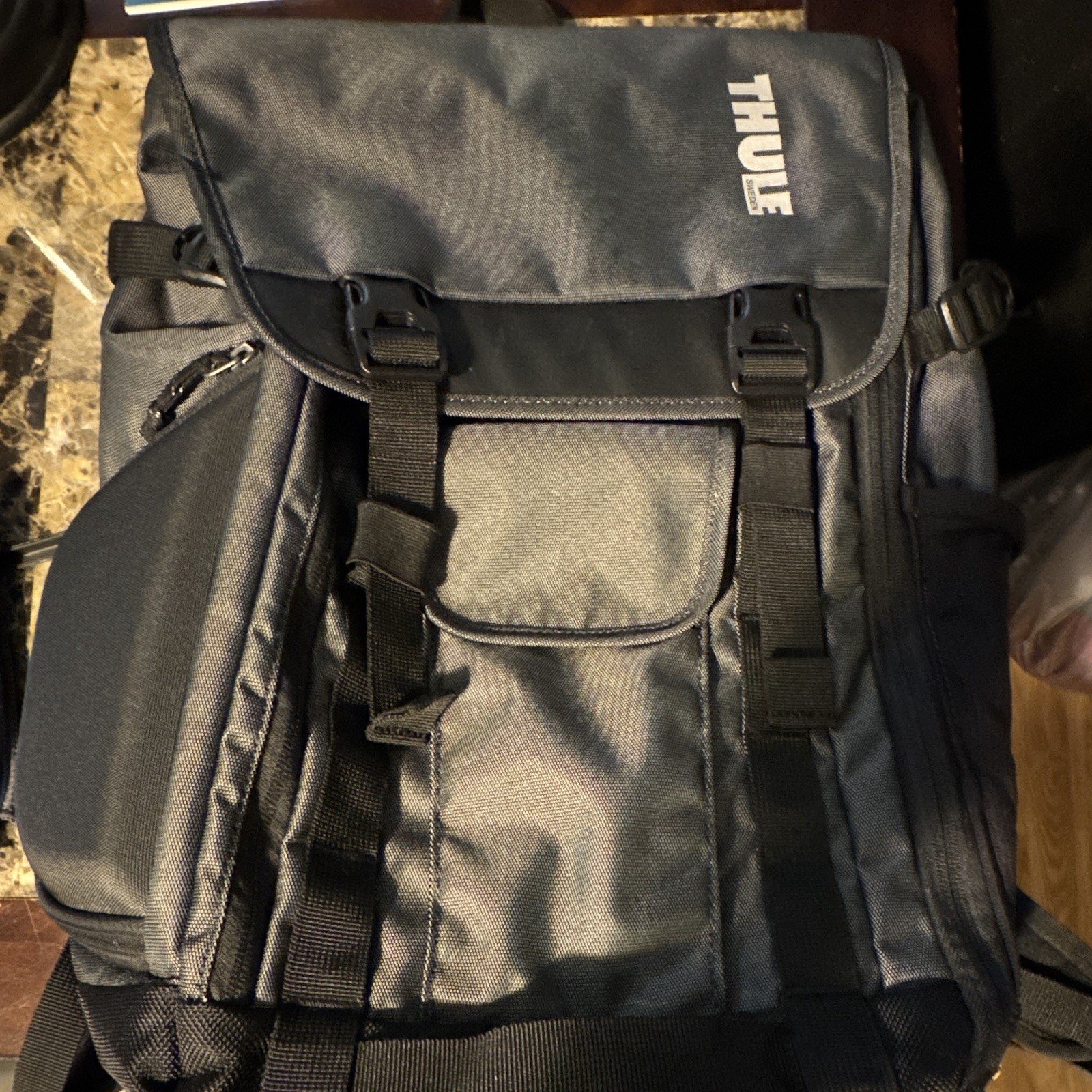 Thule Black Subterra Men’s Backpack Buckle Closure Padded Pockets Travel