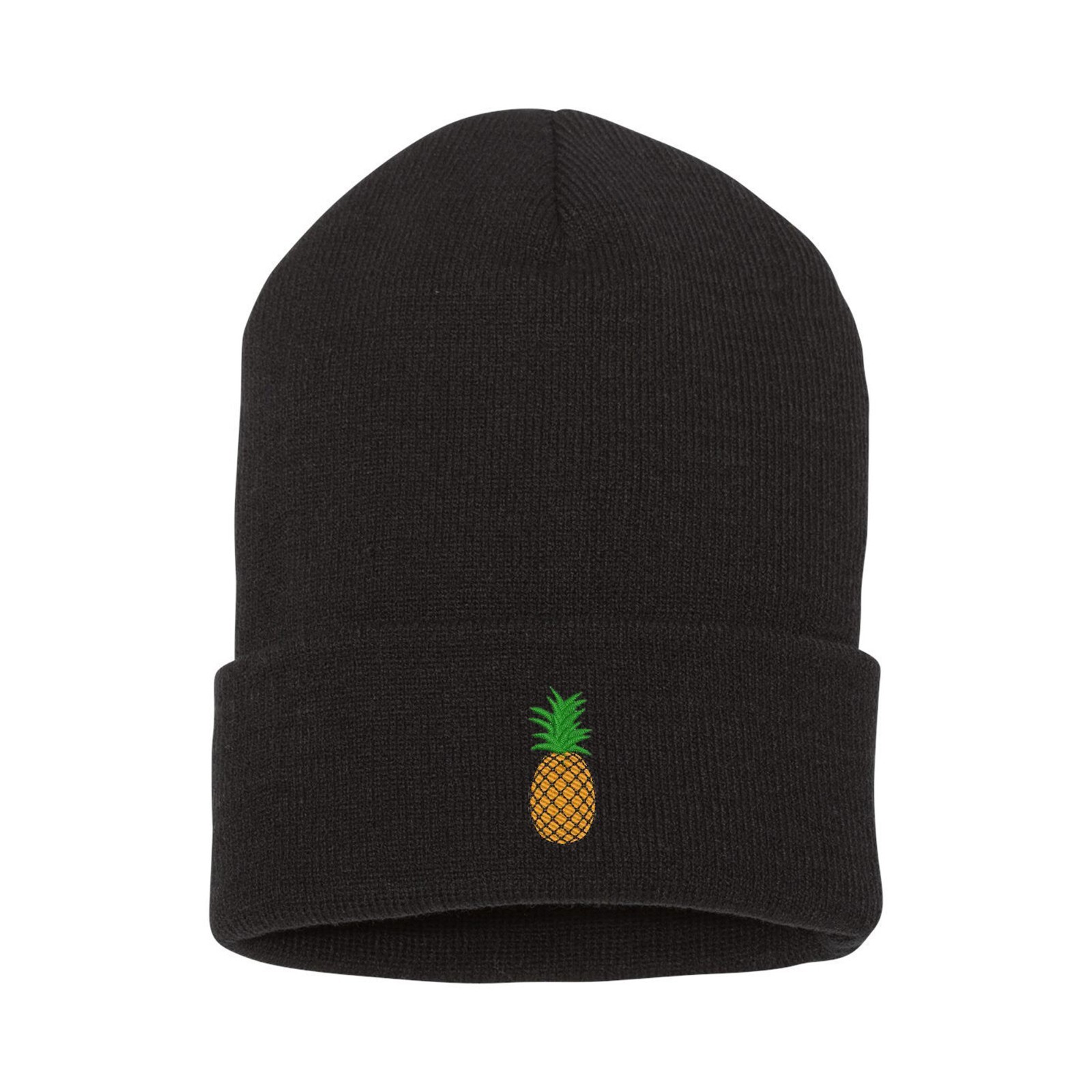 Pineapple embroidered beanie hat, custom embroidered beanie hat