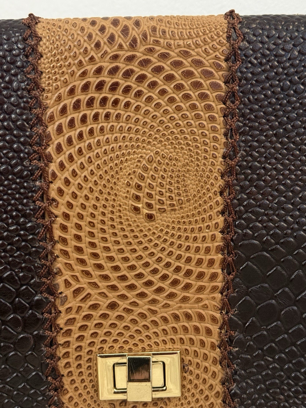 Boho Patchwork Embossed Leather Crossbody Snake Texture Artisan Shoulder Purse