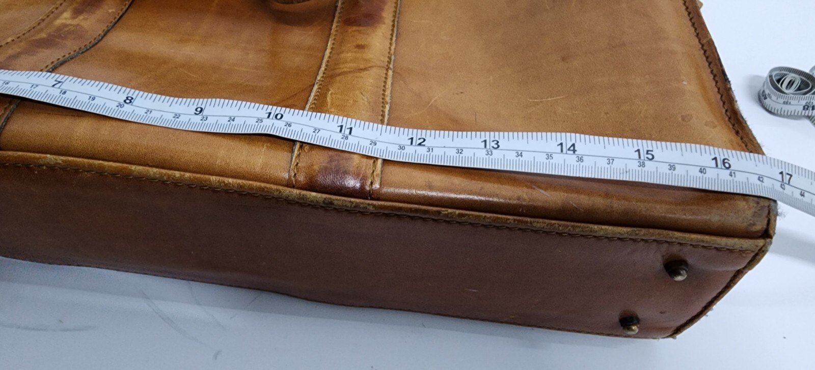 SCHLESINGER Executive Attache Briefcase Tan Brown Cowhide Leather Bag 17x12x3