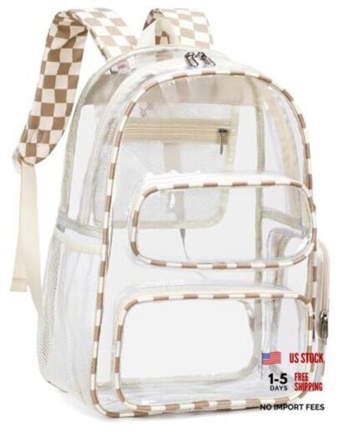 Clear Backpack Heavy Duty Transparent Bag See Through BookBag for Student