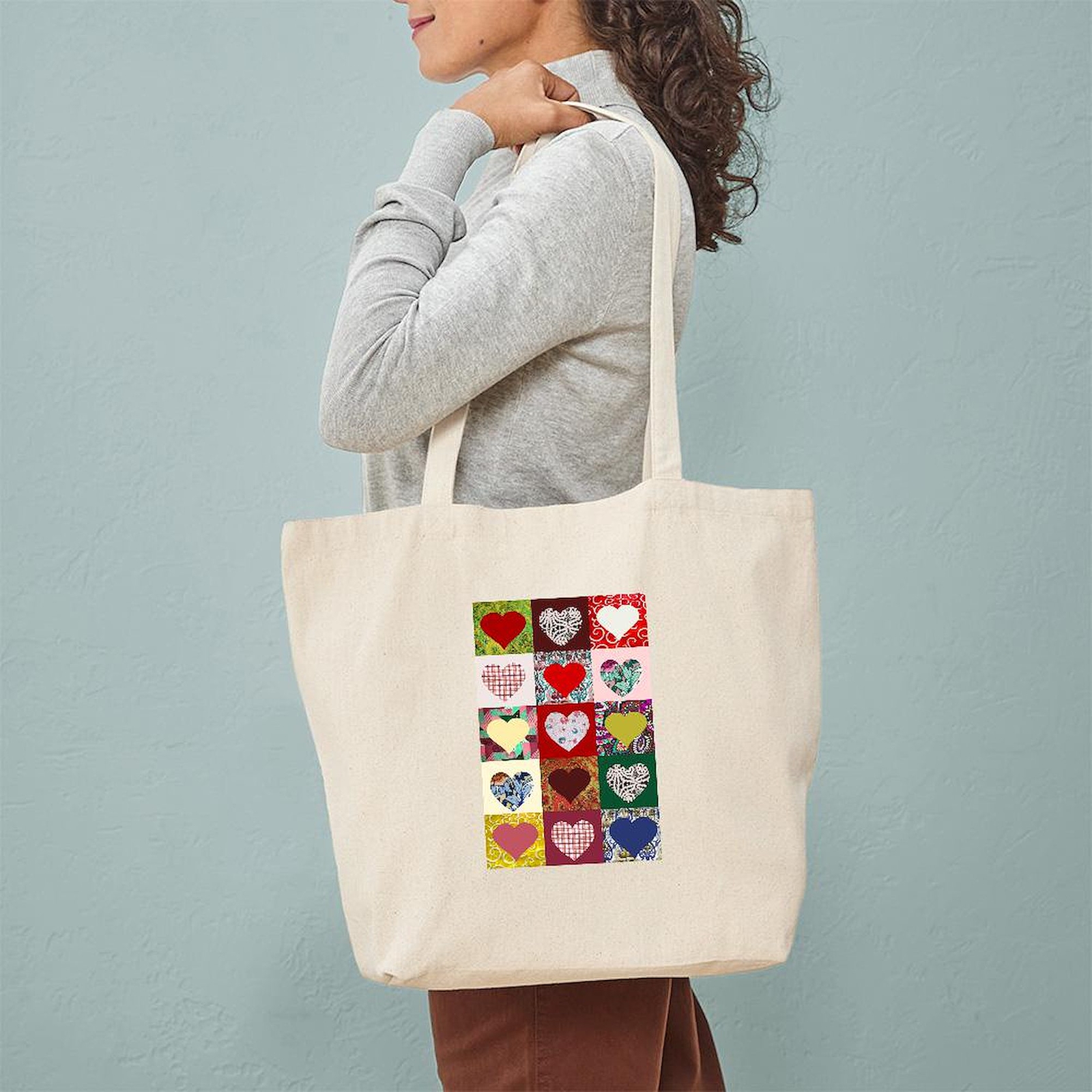 CafePress Heart Quilt Pattern Tote Bag (627044041)