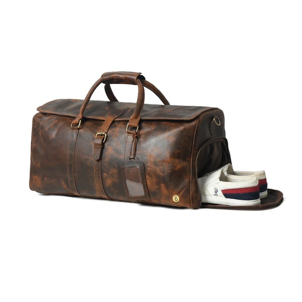 24″ Full Grain Buffalo Leather Duffle Bag Travel Weekender Carry On Brown