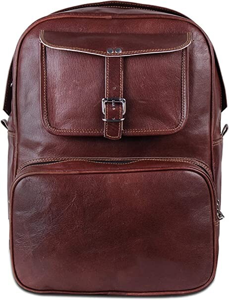 Handmade Men’s Leather Backpack Laptop Bag Brown Rucksack Travel School Daypack