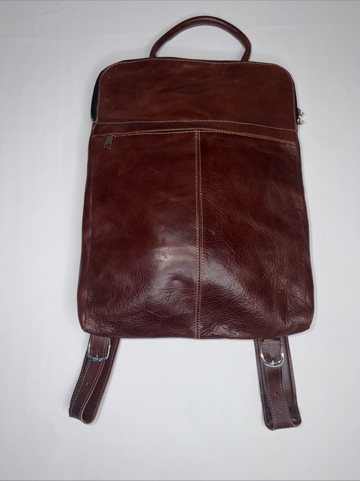 Vintage Full Grain Leather Backpack Brown Handmade Vietnam Laptop Travel Bag