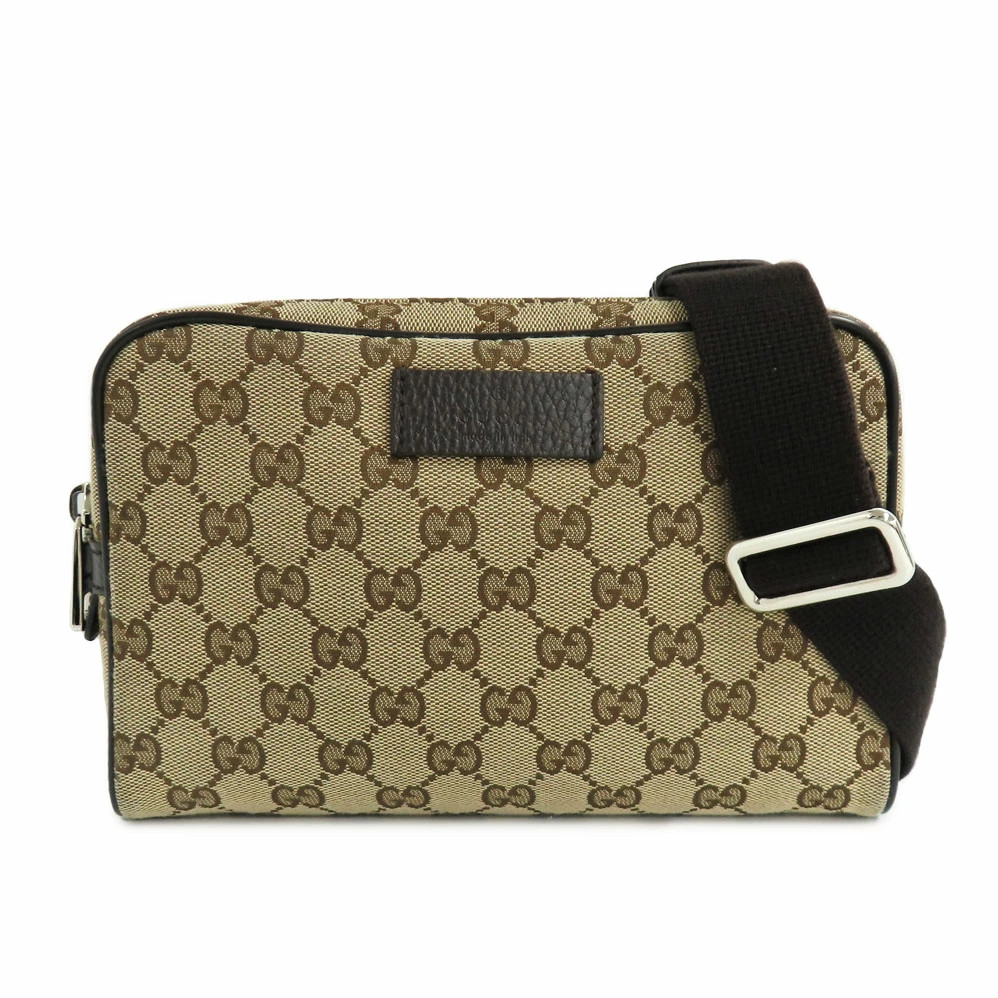Gucci GG canvas Belt Bag 449174 Body bag Beige Brown Silver hardware Used