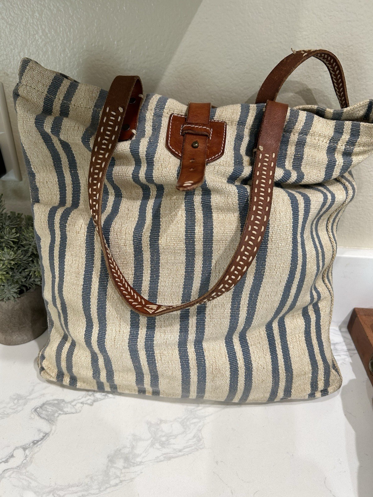 Ralph Lauren Rugby bags of accessories Tote Bag blue beige stripe Rare