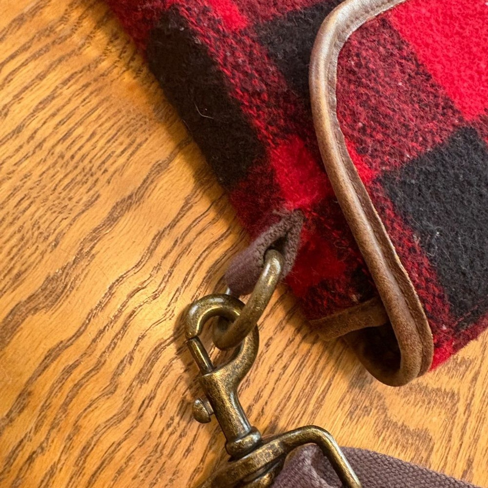 J. Crew Men’s Red Black Buffalo Plaid Messenger Bag Computer Bag
