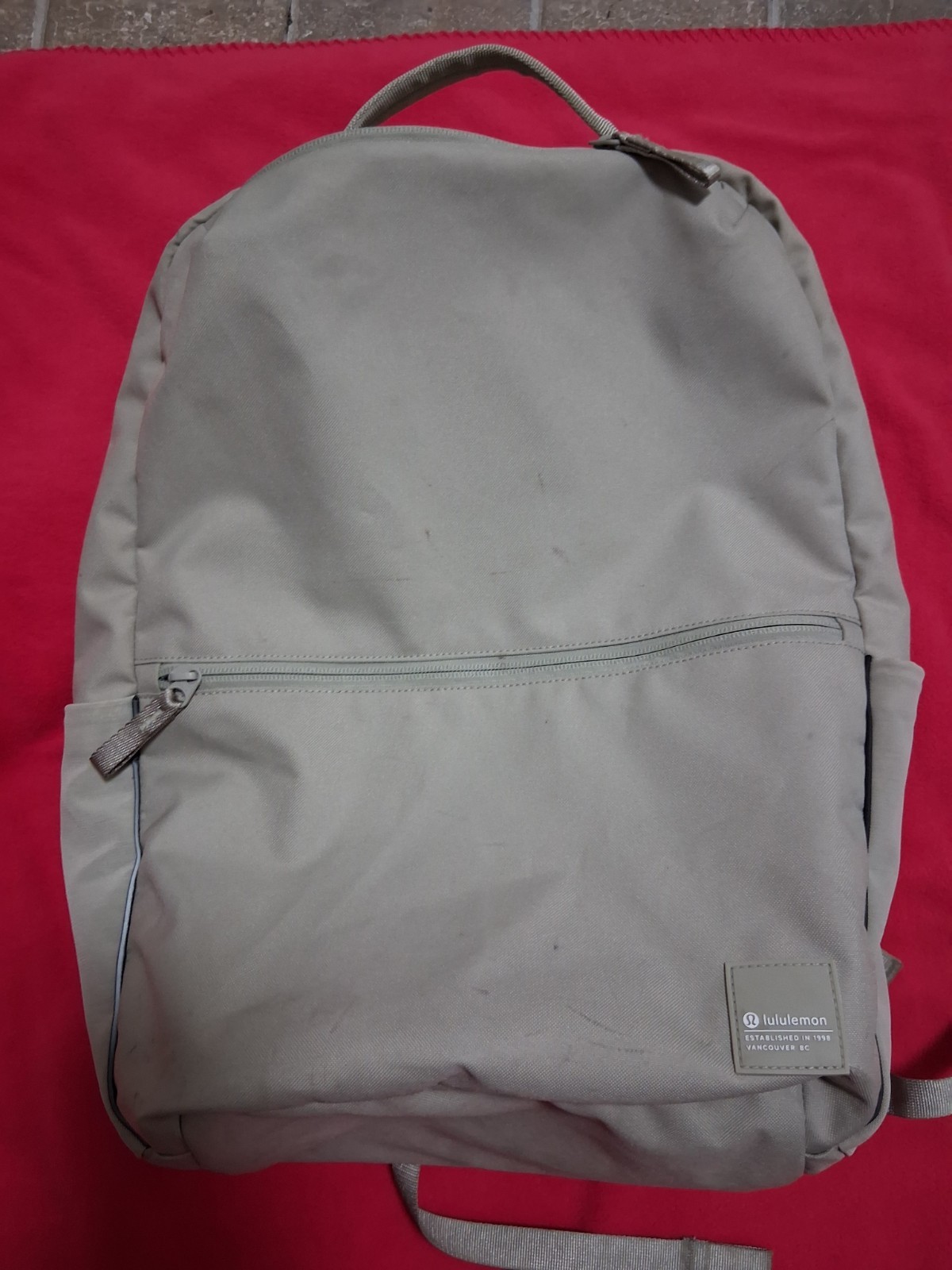Lululemon Double Zip Backpack 22L Raw Linen/Grey Eucalyptus Back To School