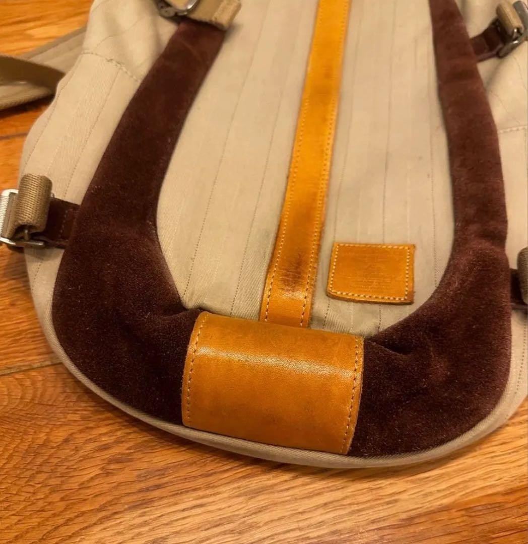 Master-piece Japan Backpack Beige Cotton Sueded Leather Used