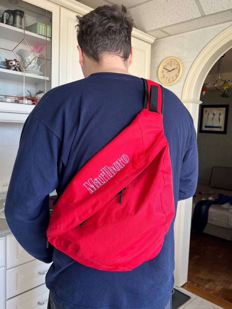 Marlboro Vintage Sling Bag Racing Red Vintage Y2K Crossbody Back Pack Rucksack