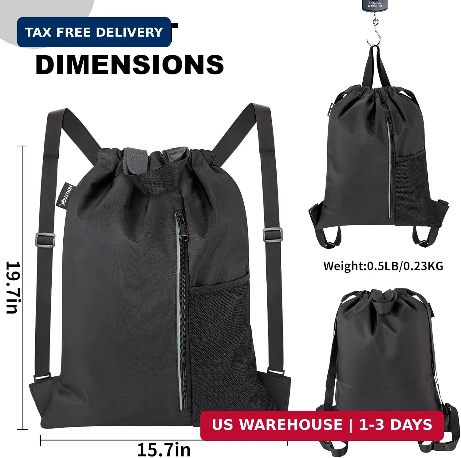 HOLYLUCK Drawstring Backpack Gym Bag For Men Women, String Beach Swim Sports Bac
