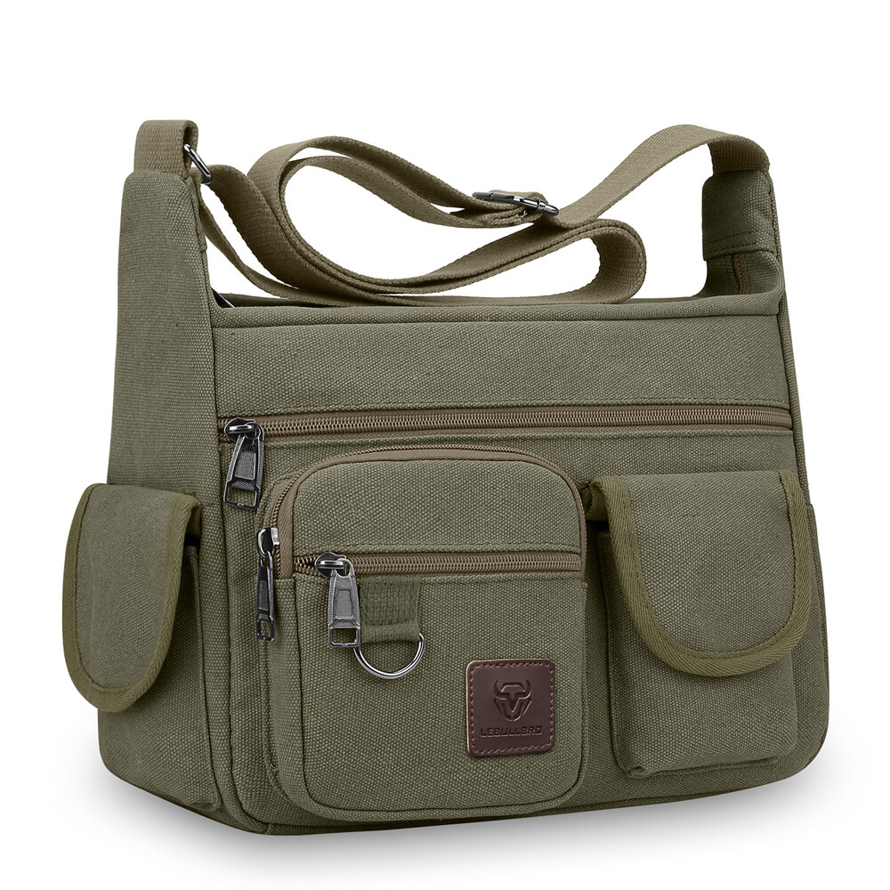 Men’s Vintage Canvas Crossbody Bag Messenger Shoulder Satchel School Bookbag