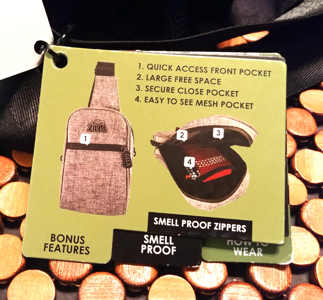 Smokezilla Zilla Smell Proof Sling Bag 5.5 X8 In or Zilla Locking Bi-Fold Pouch