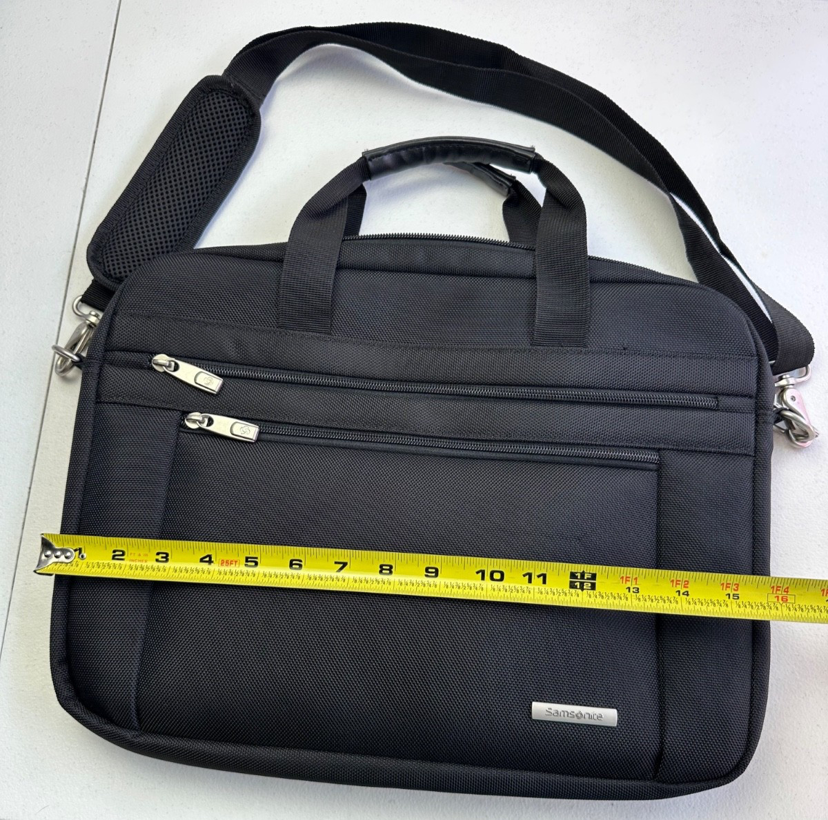 Samsonite Laptop Briefcase Black Nylon 2Way Shoulder Crossbody Work Bag Unisex