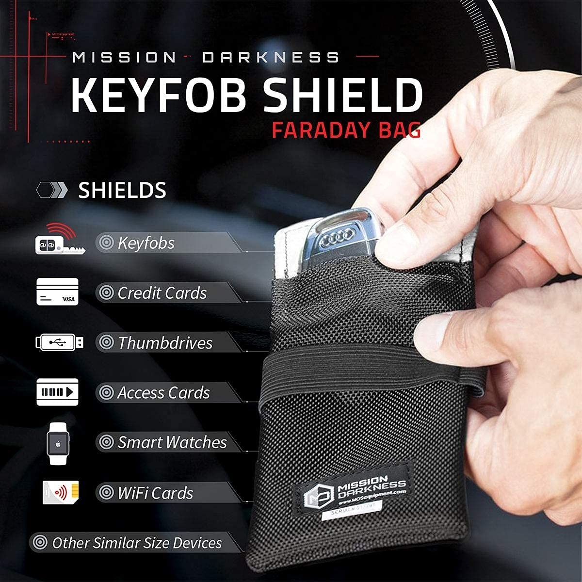 RF Shielding Faraday Bag for Keyfobs (2-Pack) | Anti-Hacking Signal Blocker Case