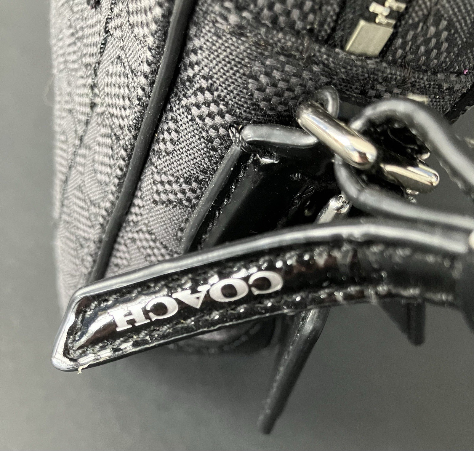 COACH MONOGRAM CROSS BODY PURSE/BAG C1375-25043 GREY/BLACK PURPLE SATIN LINING
