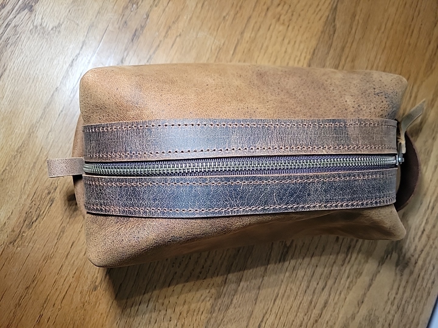 Amish Handcrafted Water Buffalo Leather Toiletry Shaving Bag Made in Ethridge TN