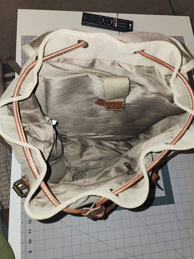 Cargo It Large Beige Canvas Backpack with pockets Leather straps – New Other