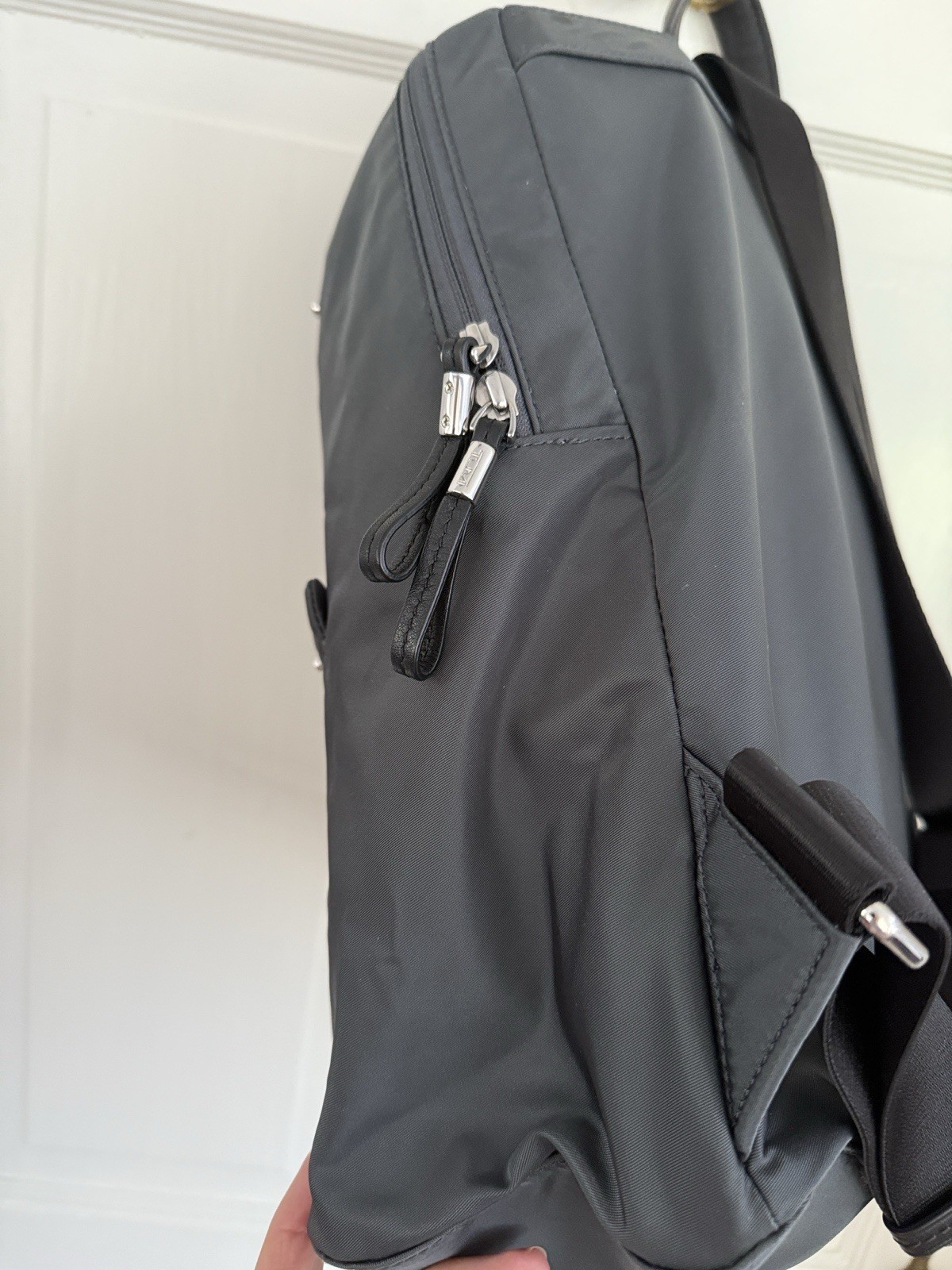 Tumi Gray Medium Backpack Zip Closure Adjustable Straps Inner/Outer Pockets
