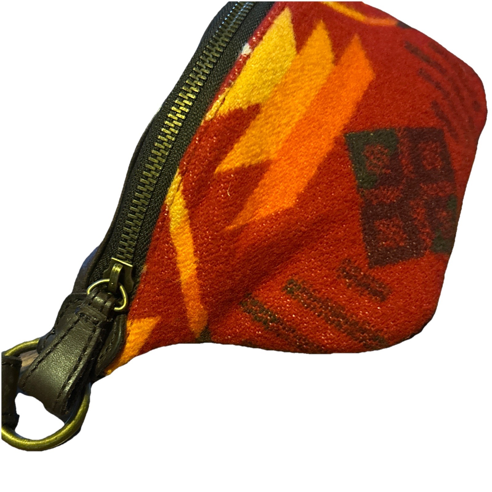 Pendleton Vintage Wool Leather Strap Small Barrel Bag Southwestern Aztec Print