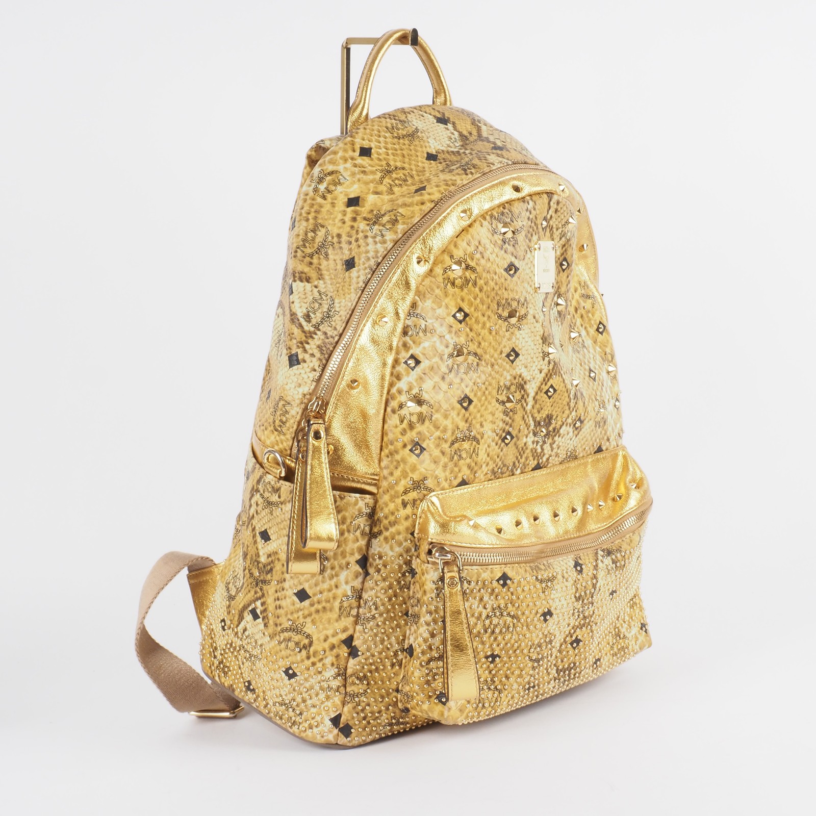 MCM Backpack Stark Large Limited Edition Snakeskin Print Gold Studded OP: €1240
