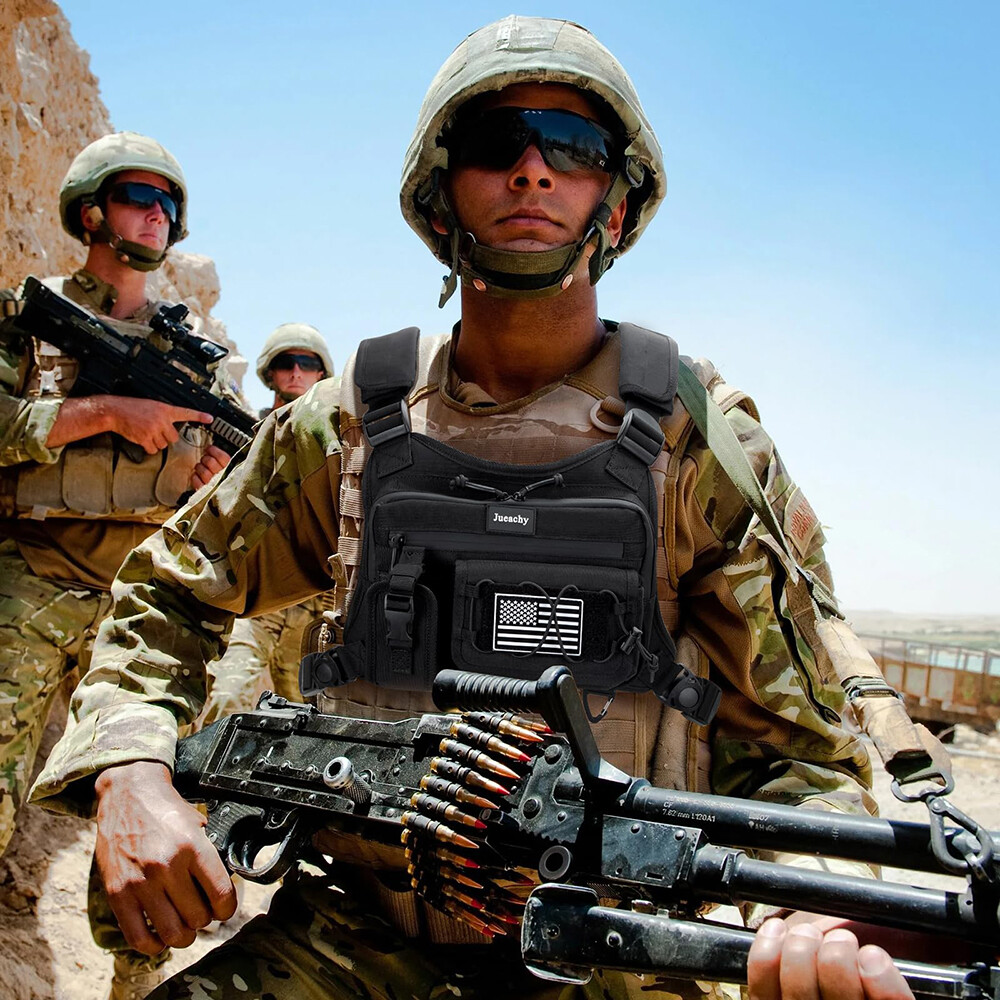 Adjustable Tactical Chest Harness with Front Utility Pouch, Fits Most Body Types