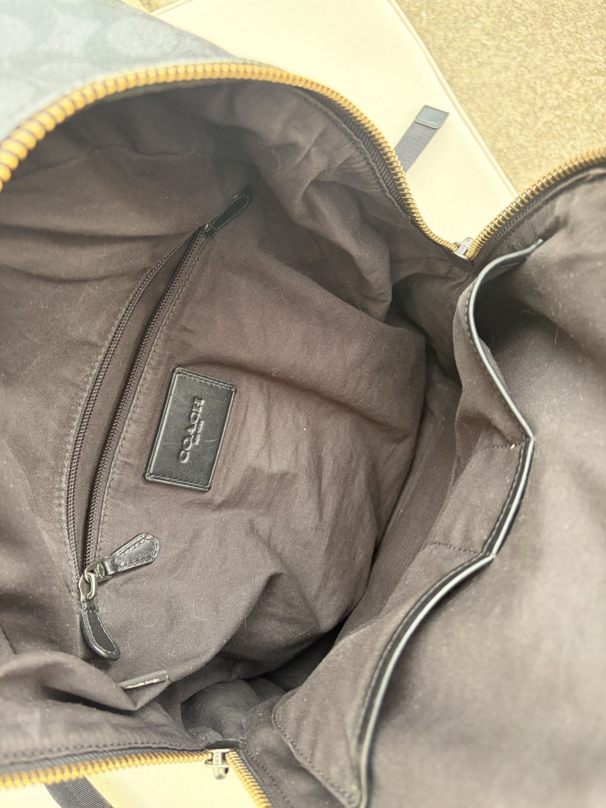 Coach Academy Backpack Charcoal Gray Signature Canvas Men’s Bag Good Condition