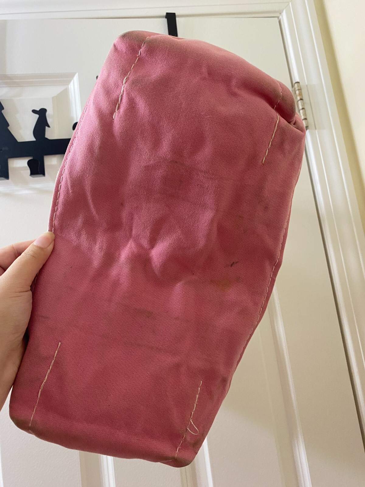Vintage LL Bean Classic Canvas BOAT AND TOTE ZIPPER Bag PINK WHITE MOM