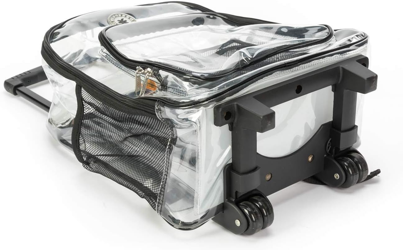 Rolling Clear Backpack Heavy Duty Bookbag Quality See through Workbag Travel Day