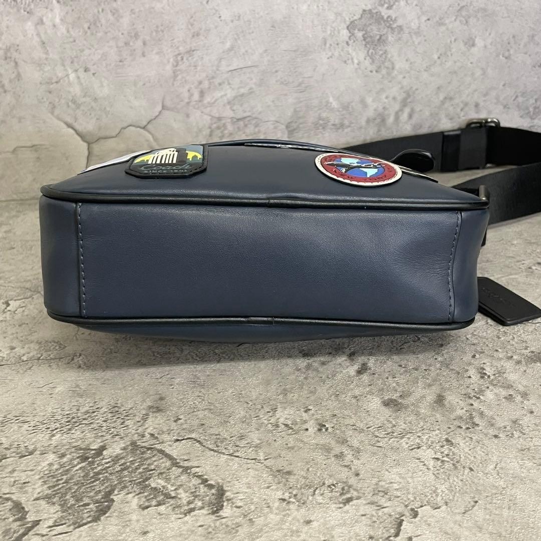 Coach Navy Leather Camera Bag Shoulder Bag NY Applique Bag