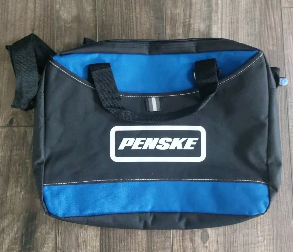 Penske Black/Blue carry bag w strap, handle, Pocket Rare Find Clean EUC 15x12x2