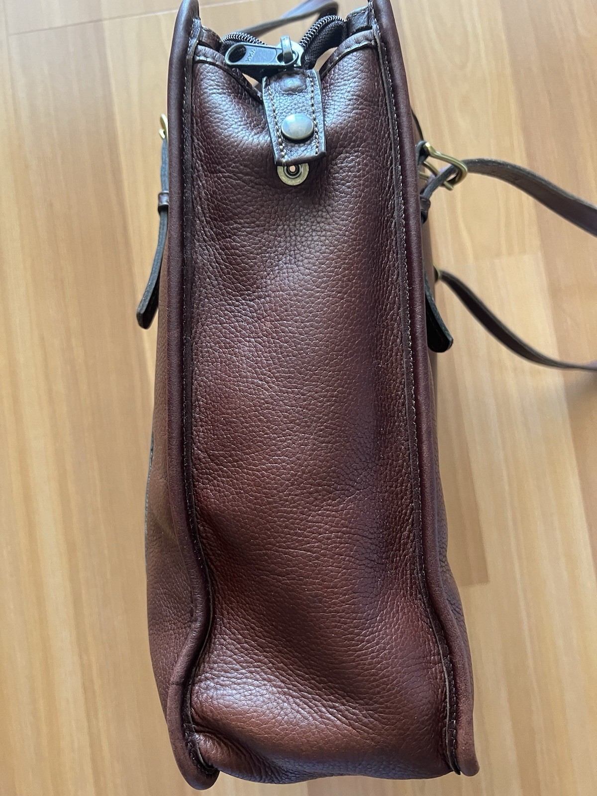 Jack Georges Brown Pebbled Leather Work Tote Laptop Bag USA Made