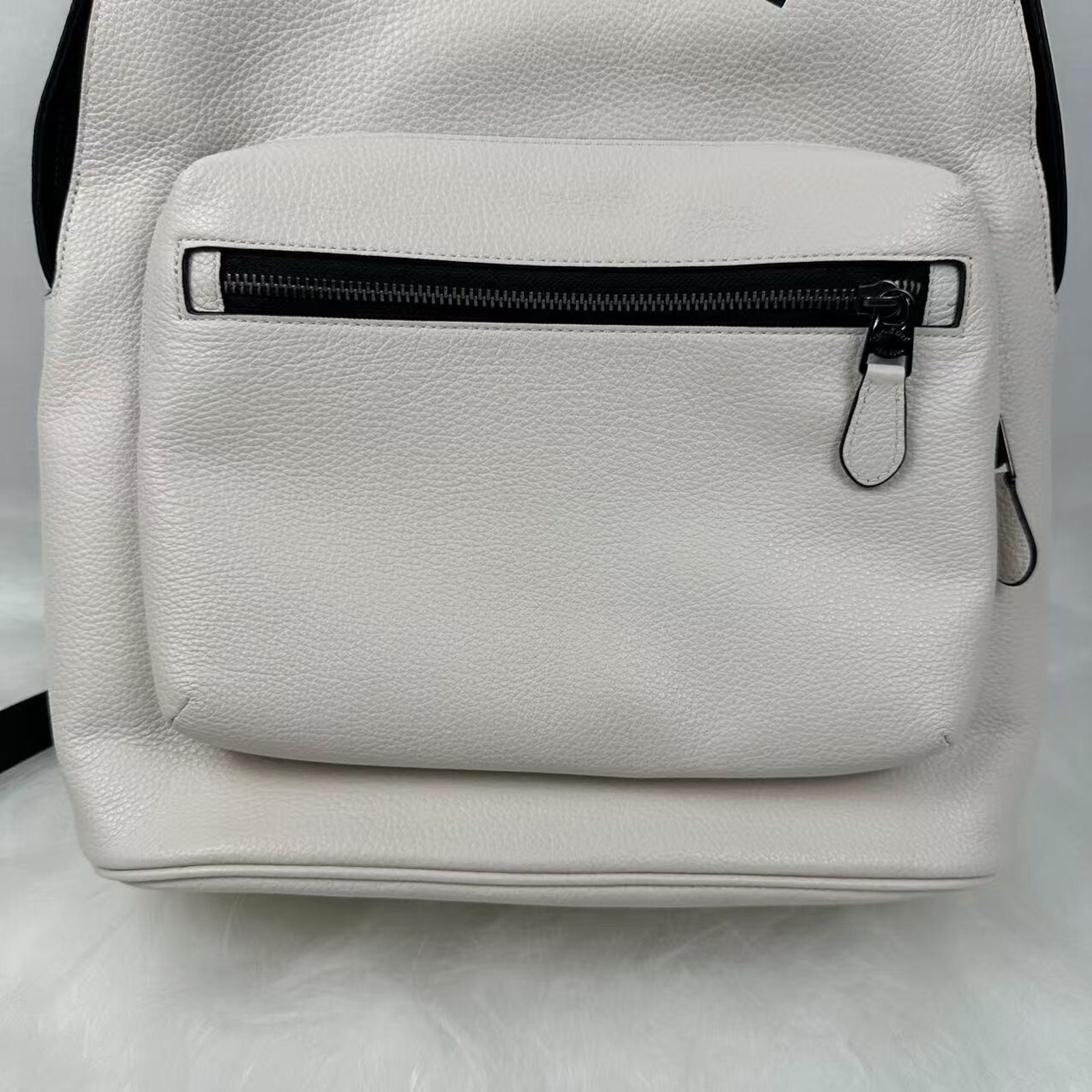 Coach West Backpack With Varsity Motif CAK14 In Leather Gunmetal/Chalk NWT