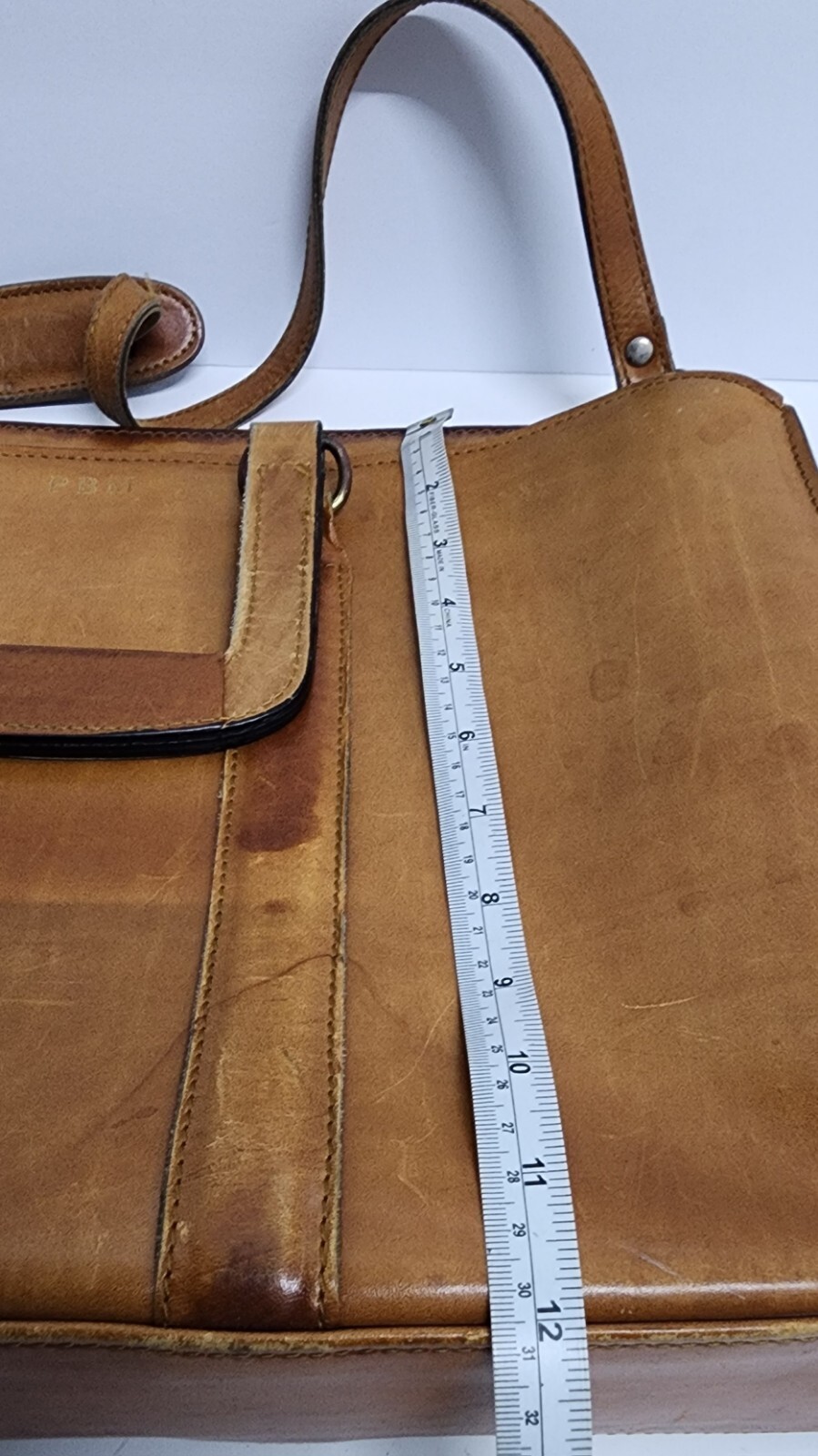 SCHLESINGER Executive Attache Briefcase Tan Brown Cowhide Leather Bag 17x12x3